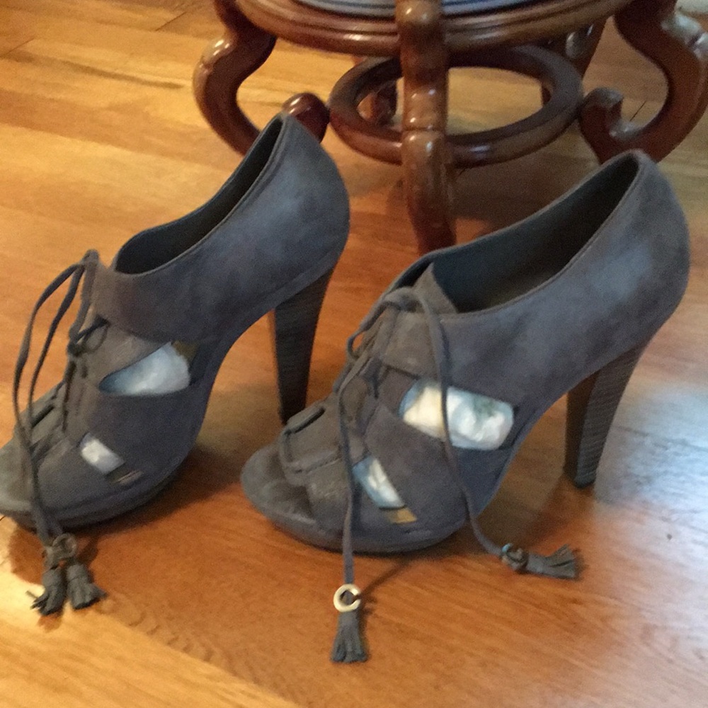 Coach grey suede stiletto sandals